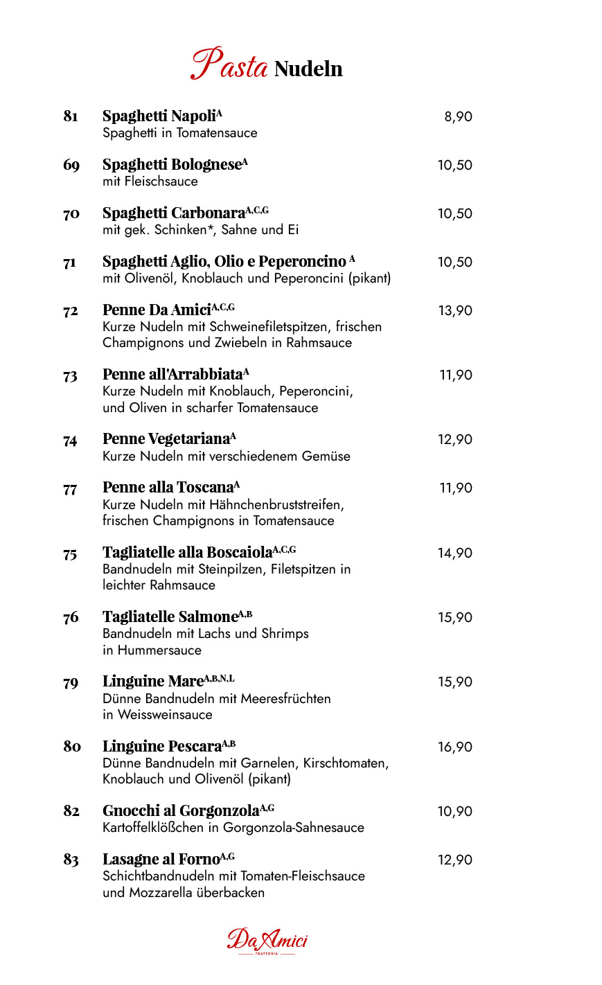 Trattoria Da Amici Glindow - Werder (Havel) Speisekarte 4