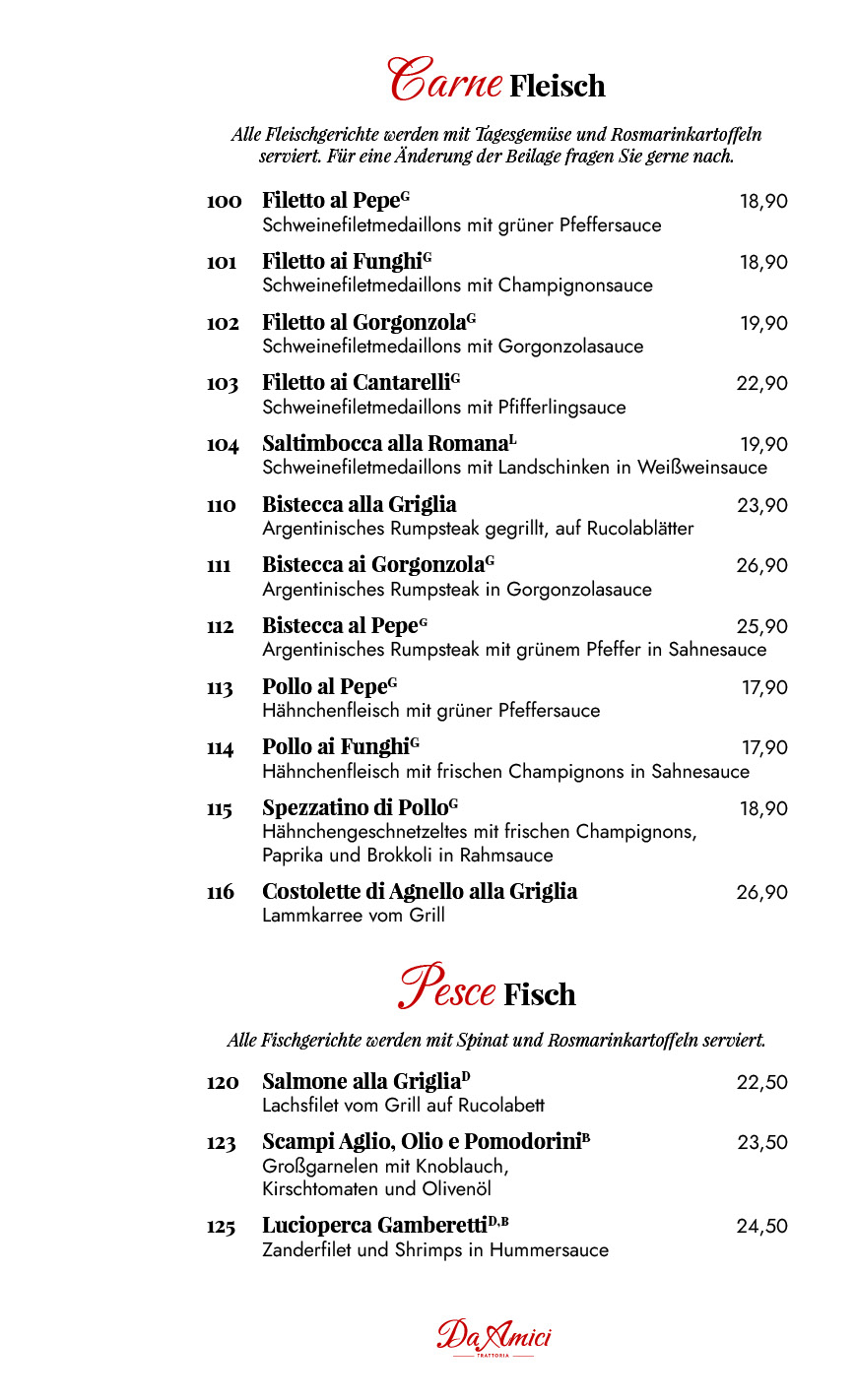 Trattoria Da Amici Glindow - Werder (Havel) Speisekarte 5